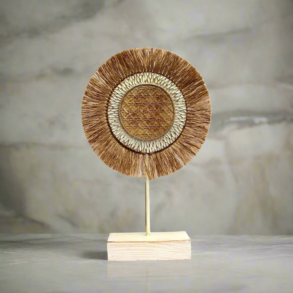 Coastal Antique Resin on Timber Stand Natural/ Gold