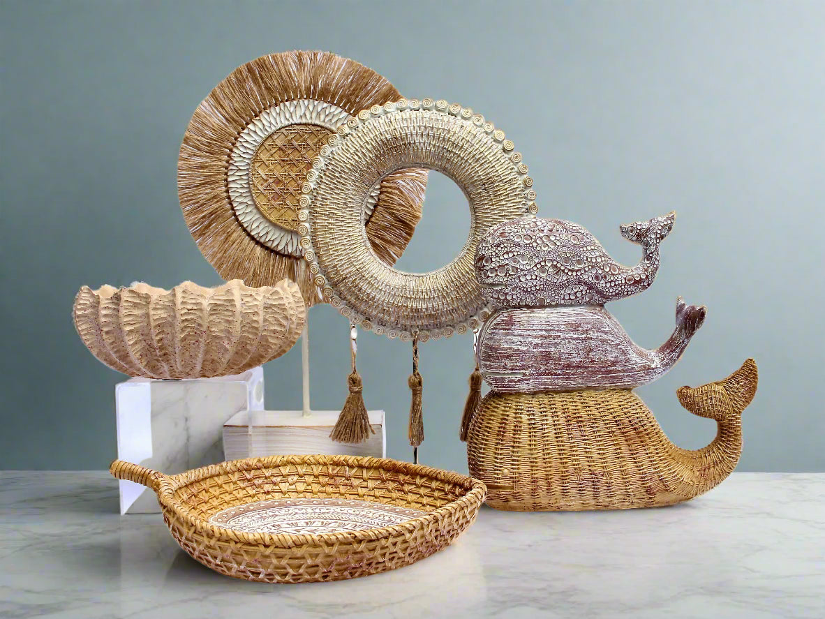 Coastal Antique Resin on Timber Stand Natural/ Gold