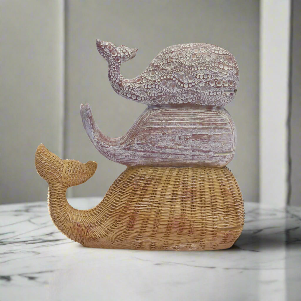 Resin Whales Natural/ White