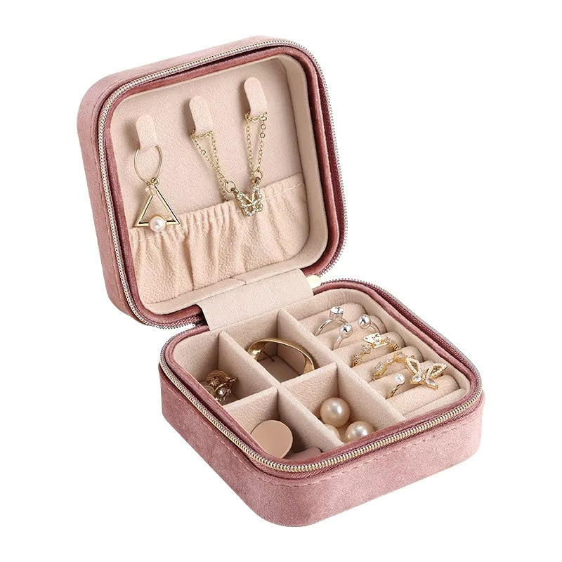 Velvet Jewellery Box - Pink Colour